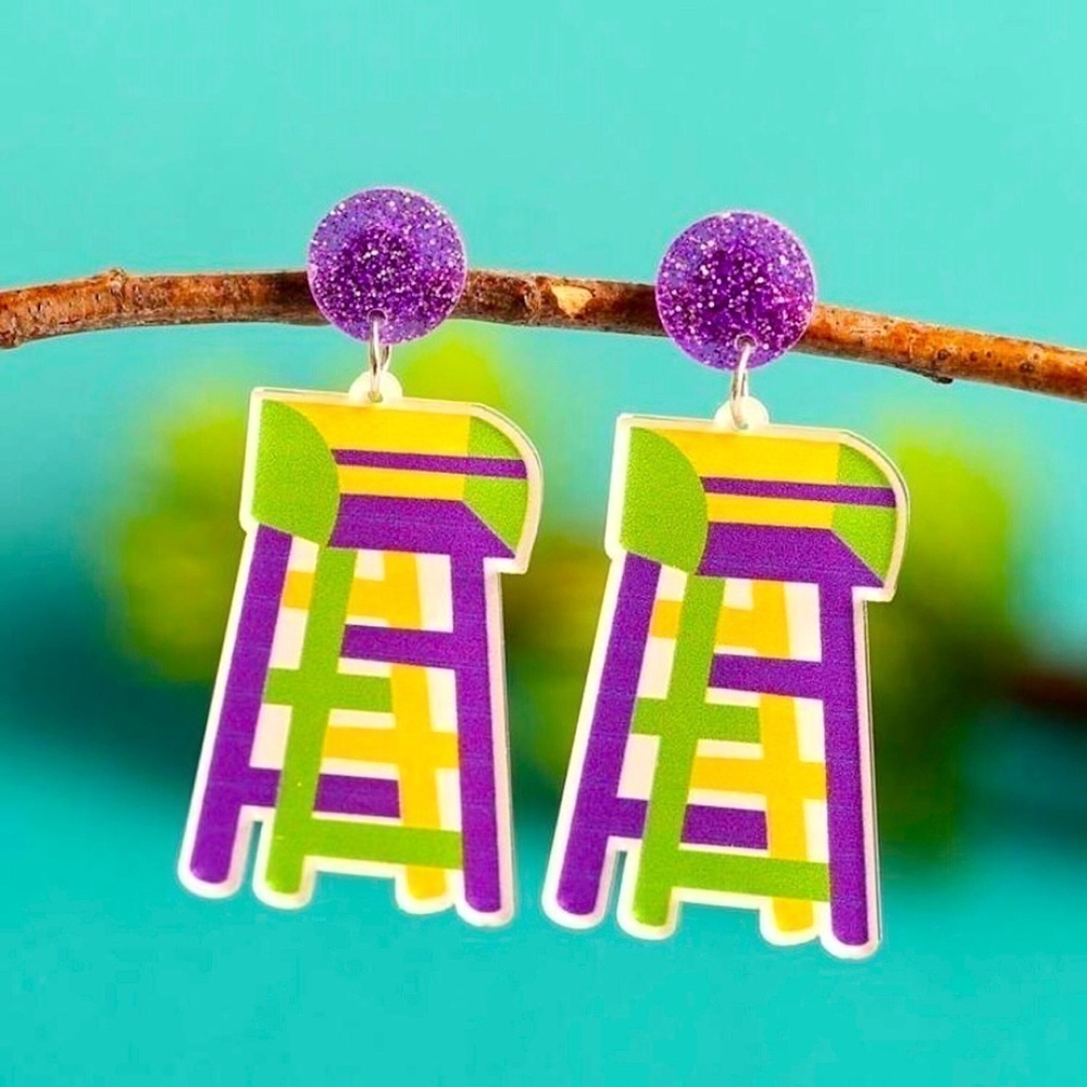 Mardi Gras Ladder Earrings